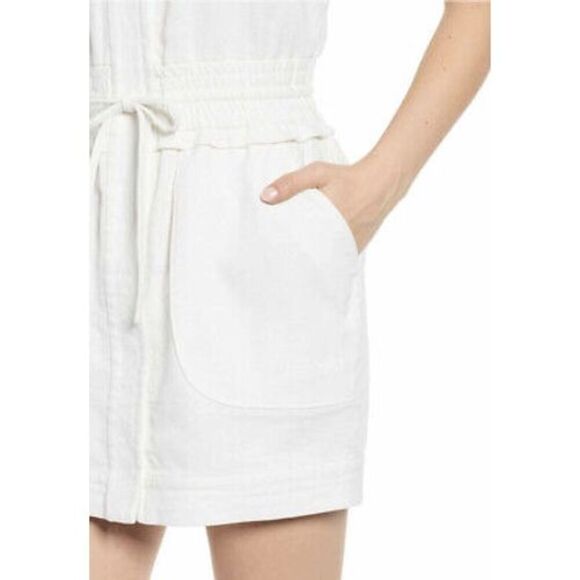 REBECCA MINKOFF Royal Racerback Dress white Sz S drawstring pockets v-neck VEUC - Picture 6 of 8